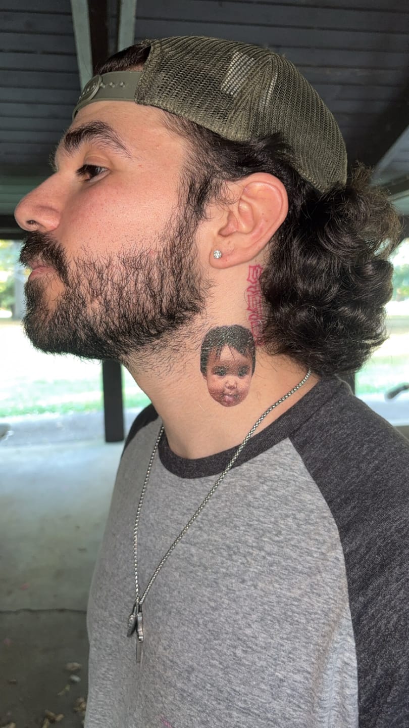 Customer photo review of Custom Photo Face Temporary Tattoo