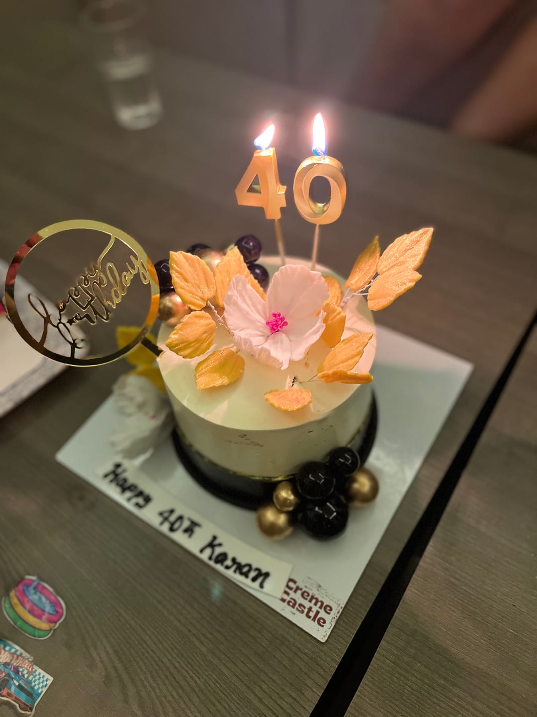 Customer photo review of Black  Gold Floral Cake