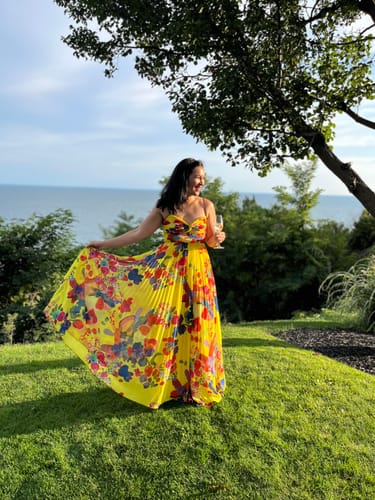 Customer photo review of Savannah Pleated Gown by AMUR - RENTAL