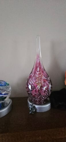 Customer photo review of Dichroic Splash Flame with Infused Cremation Ash