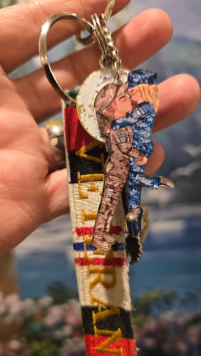Customer photo review of Personalized Couple Military Acrylic Keychain