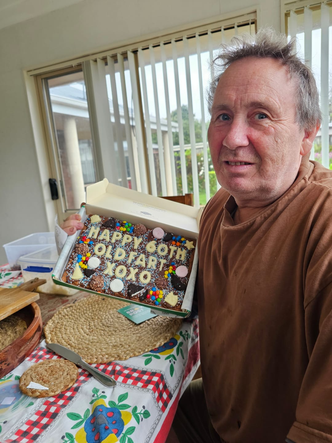 Customer photo review of Mega custom message birthday brownie