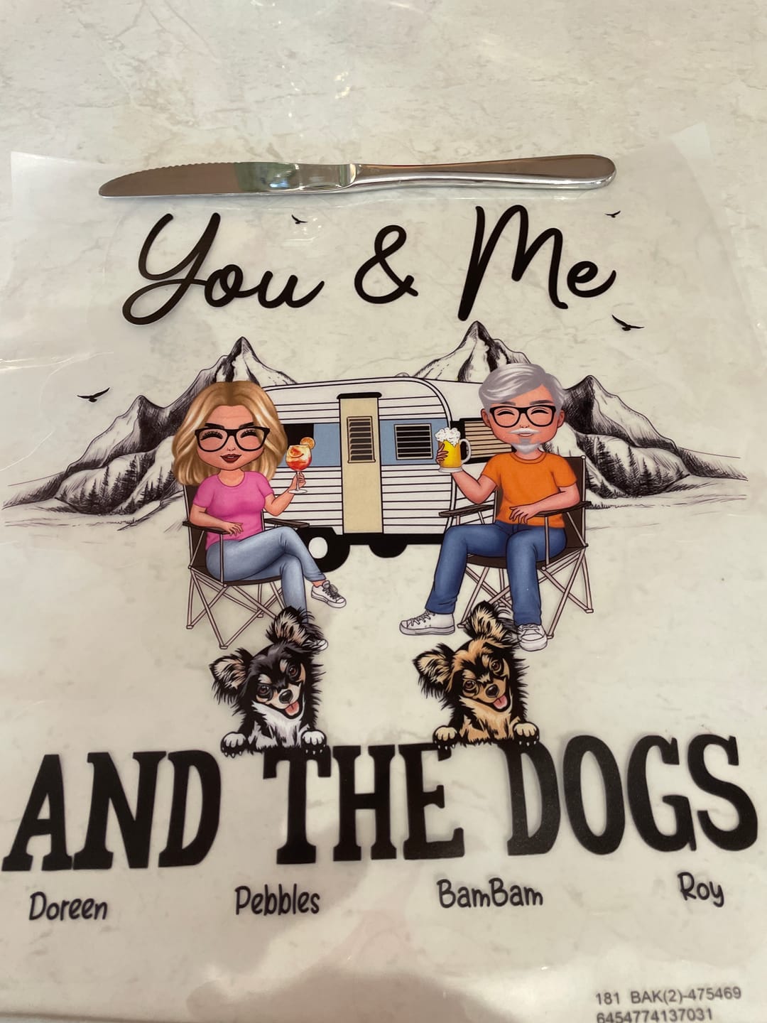 Customer photo review of You Me & The Dogs Camping Couple Personalized RV Decal
