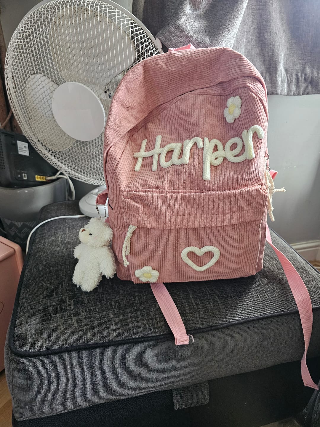 Customer photo review of K&C – Personalized Knitted Backpack + Bottle + Lunchbox