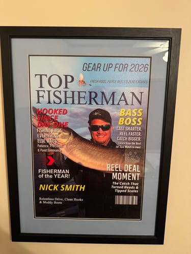 Customer photo review of Custom Fishing Magazine Cover, Personalized Fishing Gifts for Men, Fly Fishing Gifts for Him, Fishing Dad Gift, Angler Funny Fisherman Gift