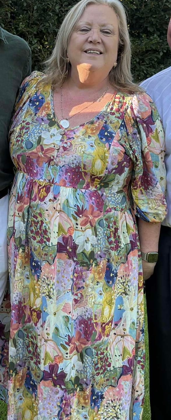 Customer photo review of Zandra Midi Dress in Pink Multi