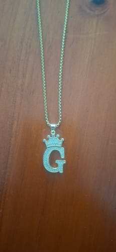 Customer photo review of Diamond Name Initials pendant (18k gold chain)