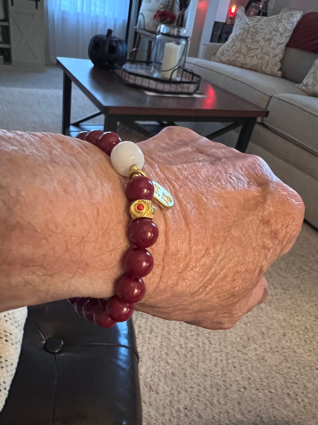 Customer photo review of High Content Red Cinnabar Good Fortune Bracelet – Luck & Prosperity