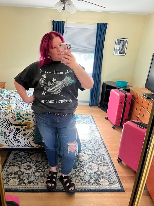 Customer photo review of Cruel World Oversized Tee