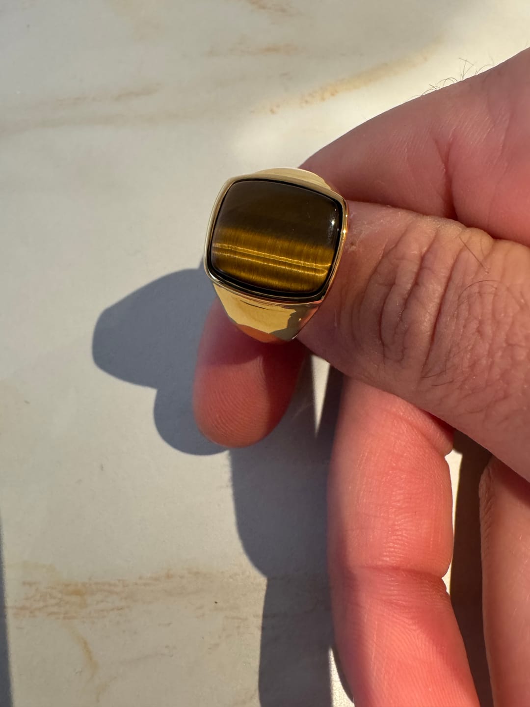 Customer photo review of King Tiger's Eye Ring (Gold)