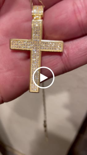 Customer video review of 3 Row Cross Pave CZ Pendant .925 Sterling Silver