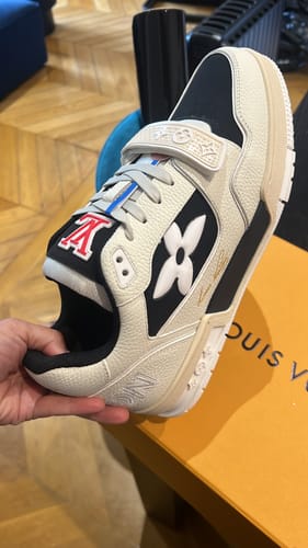 Customer photo review of LV TRAINER SNEAKERS IN WHITE CALFSKIN AND BLACK SUEDE