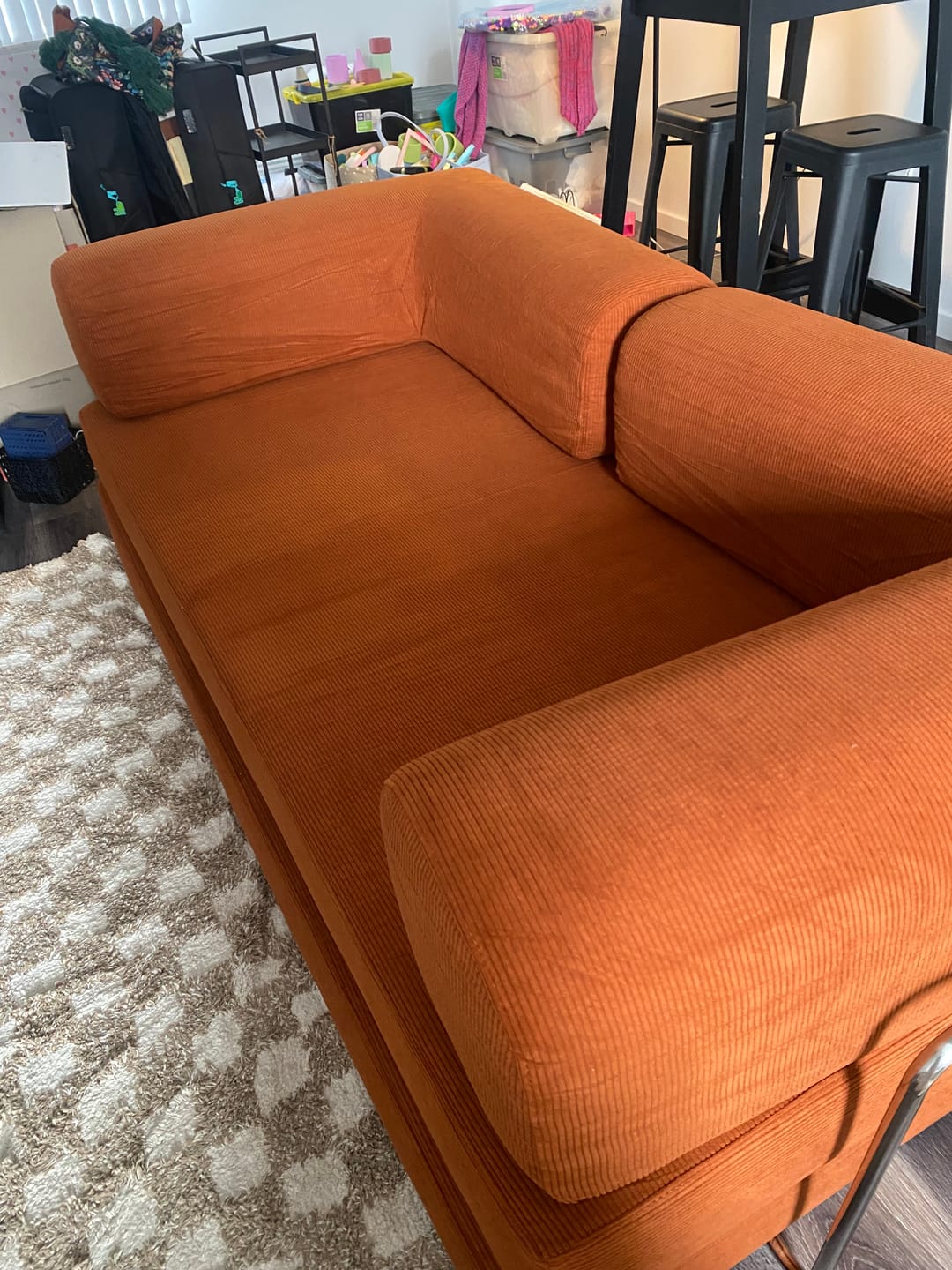 Customer photo review of Nova Sofa Bed-Slim Stripe Edition (Orange)
