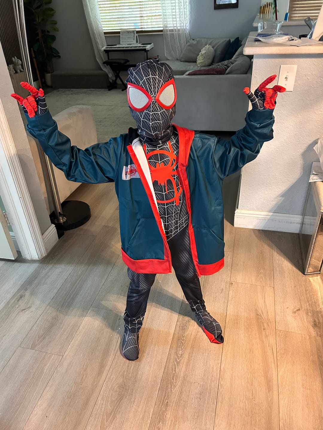 Customer photo review of Miles Morales Costume – Black Spider-Man Costume with Mask and Jacket