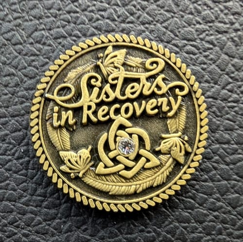 Customer photo review of Sisters in Recovery Specialty AA/NA Medallion - Bronze with Crystal