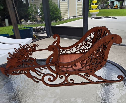 Customer photo review of Santa Sleigh Christmas Decoration laser cut svg file
