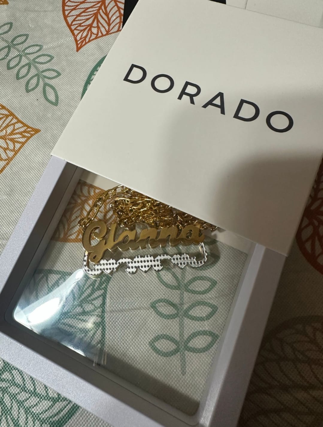 Customer photo review of Double Plated Triple Heart Name Necklace w/ Cuban Chain