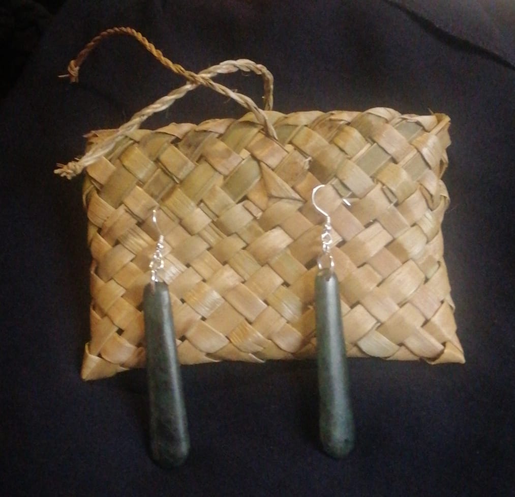 Customer photo review of Drop Pounamu Medium Earrings 50mm