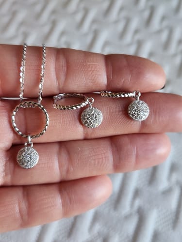 Customer photo review of Open Circle Cable Coin CZ Necklace in Sterling Silver