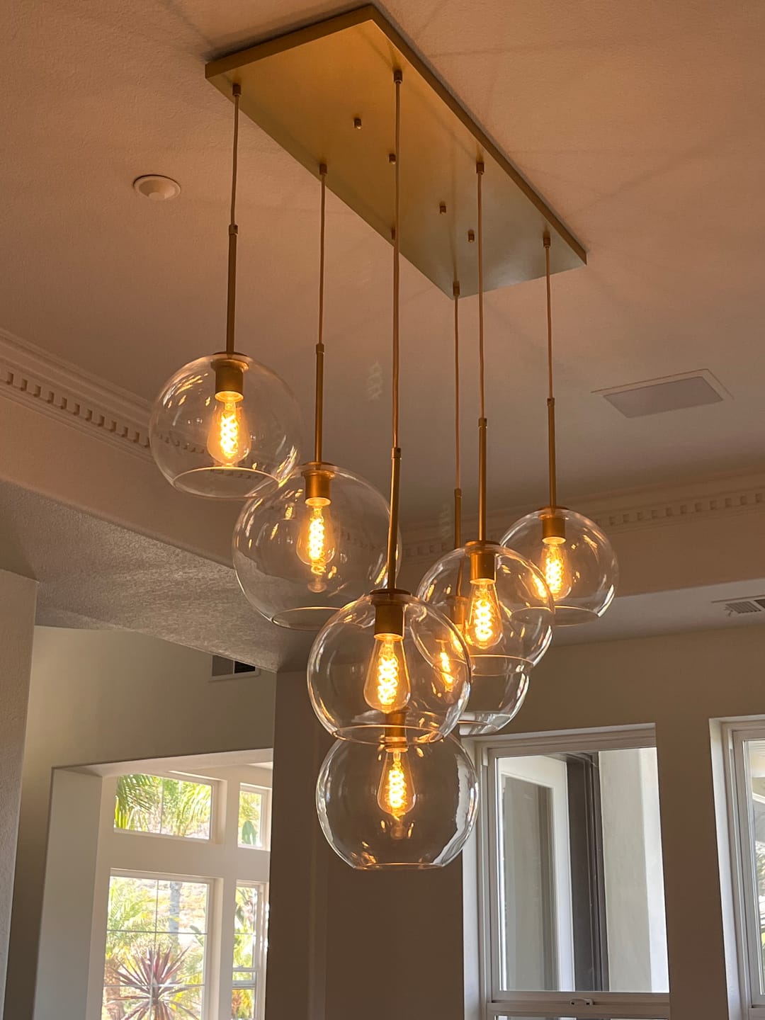 Customer photo review of Modern 7-Light Sculptural Glass Globe Pendant Chandelier