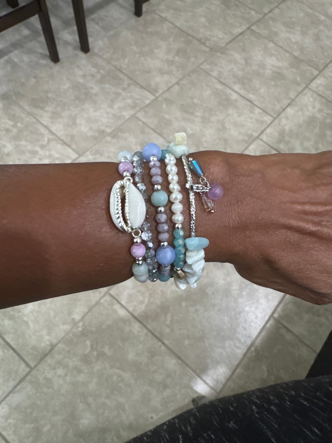 Customer photo review of Seaside Dreams Stretch Apple Watch Strap