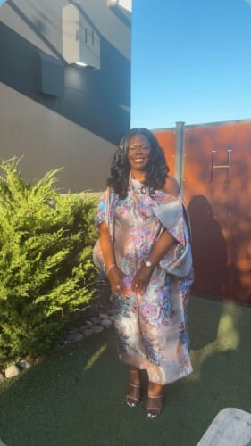 Customer photo review of Abeni Off-Shoulder Boubou | Purple