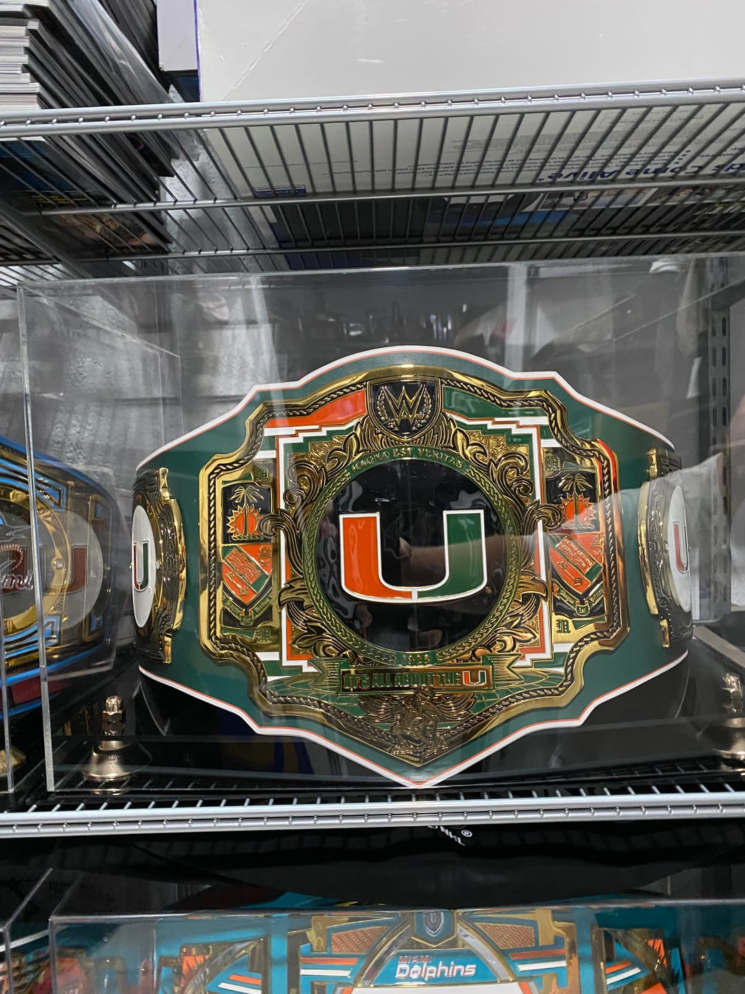 Customer photo review of Clear Acrylic Wrestling Belt Display Case (A014)