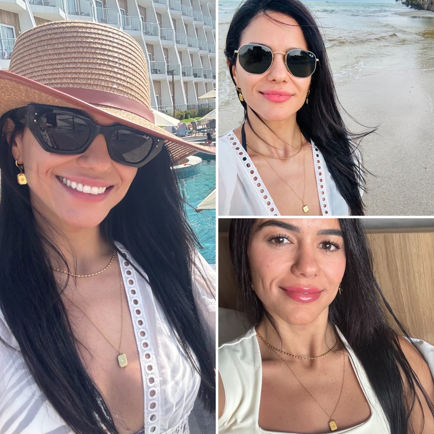 Customer photo review of Colar Duplo Santorini Banhado em Ouro 18k