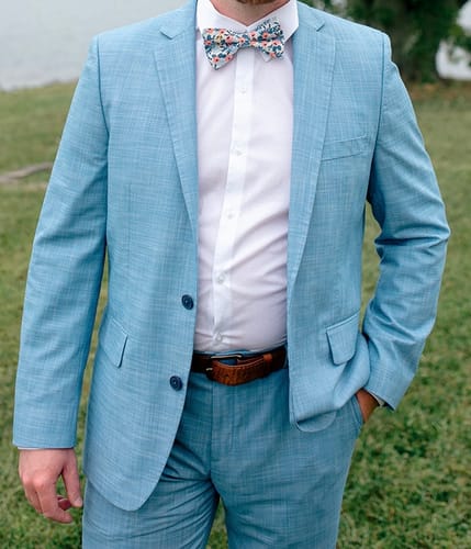 undefined review of White Floral Bow Tie with Cognac Brown Leather Suspenders image 1 out of 2