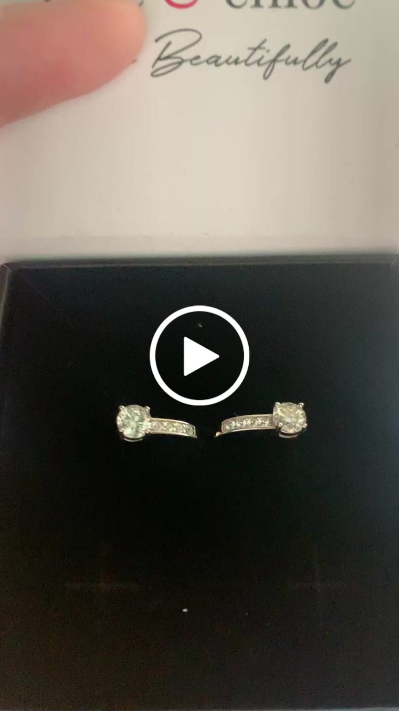 Customer video review of Moissanite by Cate & Chloe Genesis 18k Gold Plated 925 Sterling Silver Stud Earrings 1.12tcw