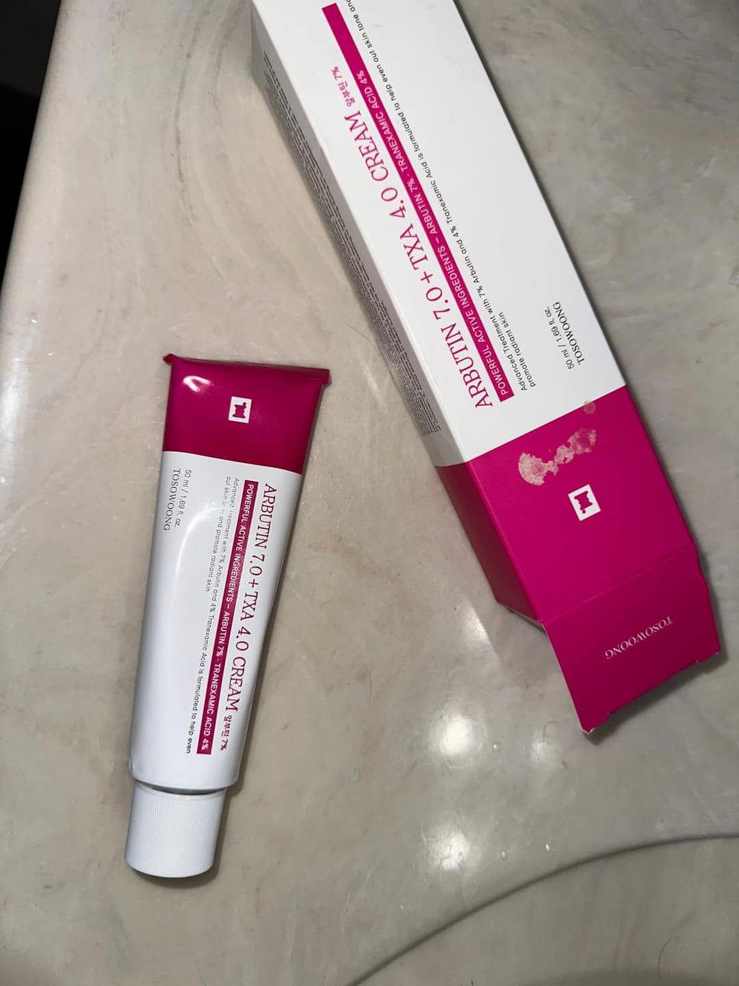 Customer photo review of Prandest Arbutin 7% + Tranexamic Acid 4% Cream