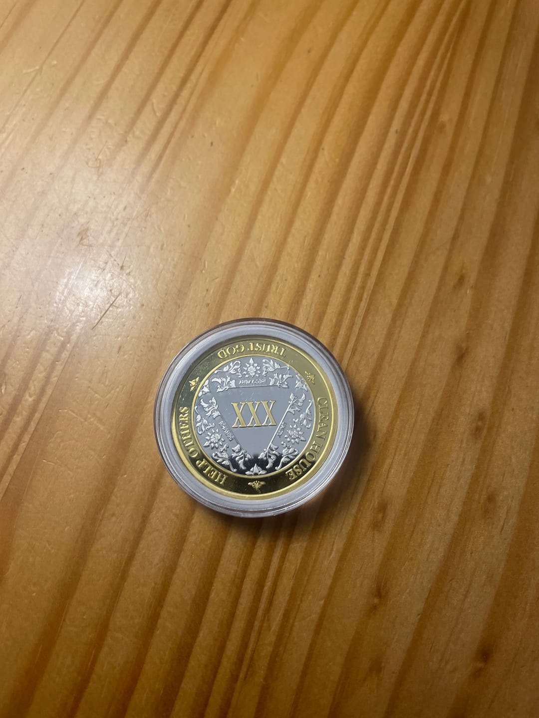 Customer photo review of 1 to 50 Year 40mm Gold & Silver AA Medallions - Bi-Plate Fancy Chips/Coins