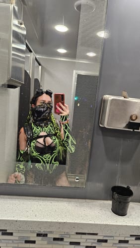 Customer photo review of Necrowaves Green Cut-Out Catsuit