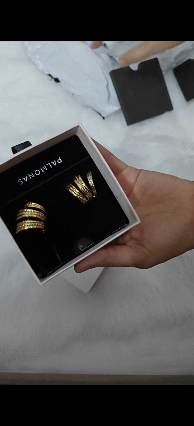 Customer photo review of Statement Gold Stud Earrings