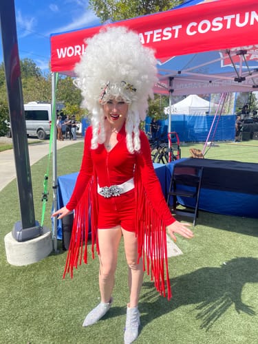 Customer photo review of Cherry Bomb Fringe Romper