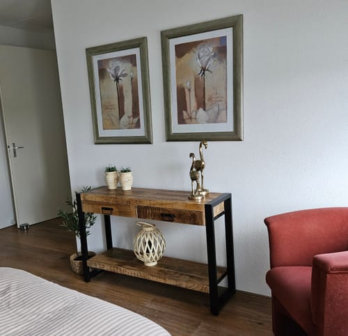 Fotorecensie van een klant over Sidetable met twee lades | 120 x 35 x 76 cm | Mangohout