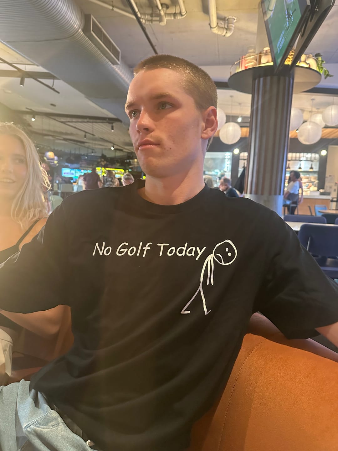 Customer photo review of No Golf Today T-Shirt