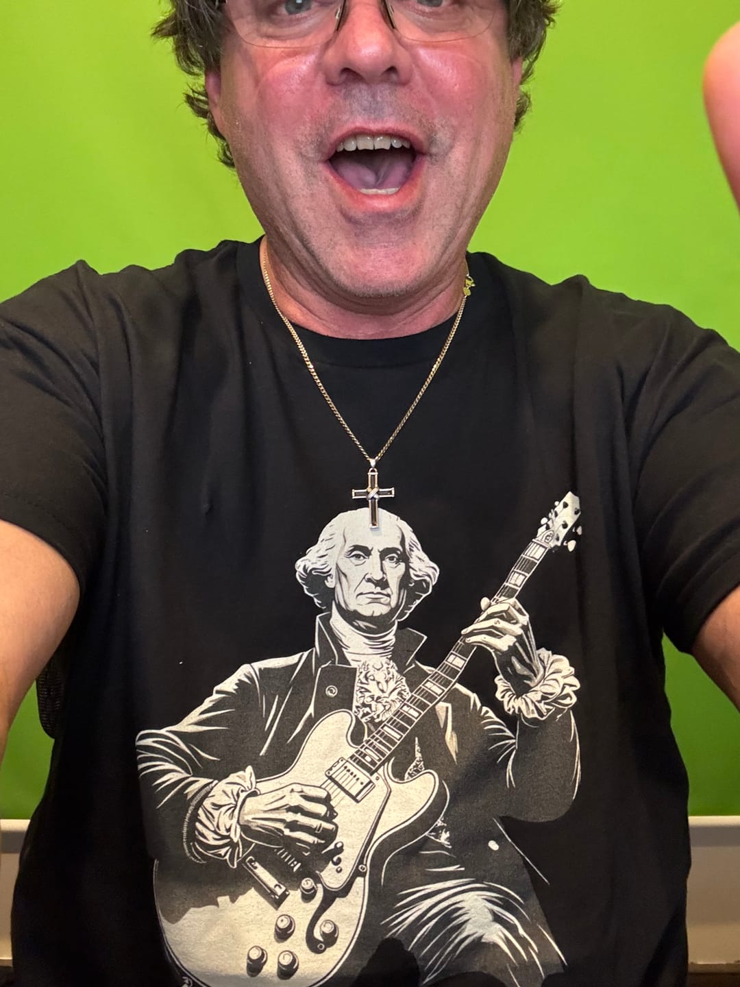 Customer photo review of George Wash Playing T-Shirt