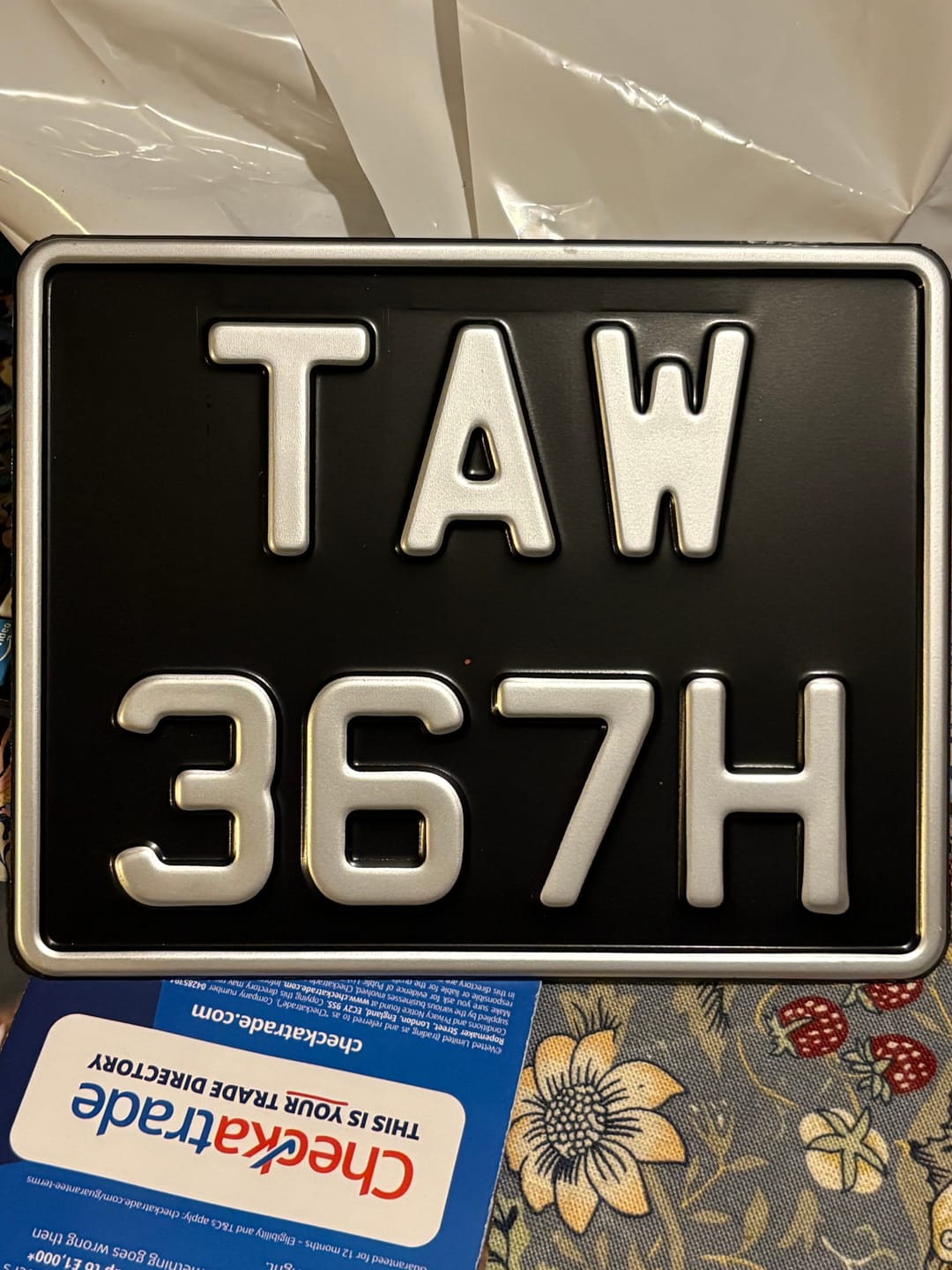 Customer photo review of Classic Metal Pressed 7.5 × 6 Motorbike Number Plate