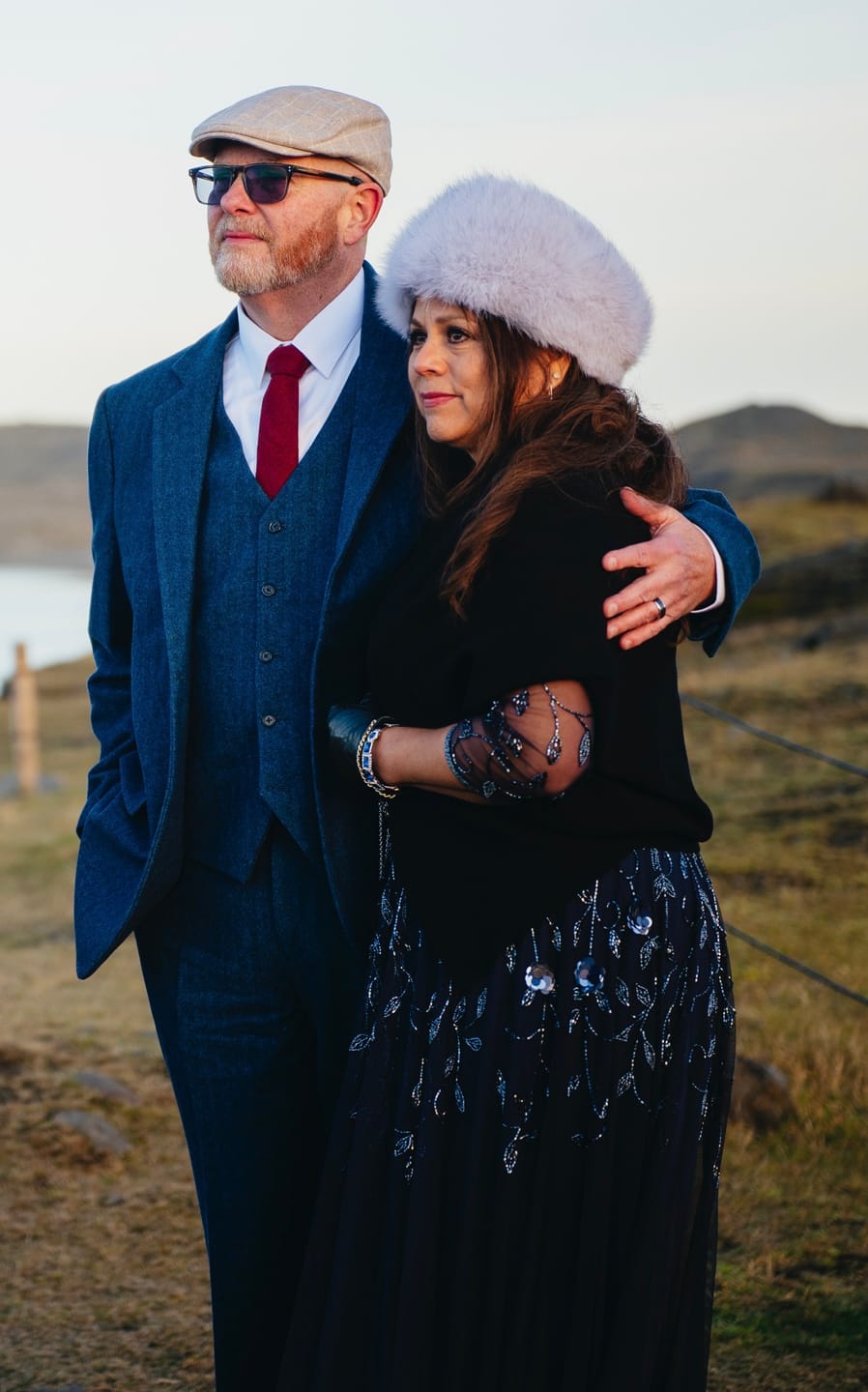 Customer photo review of Blue Herringbone Tweed 3 Piece Suit