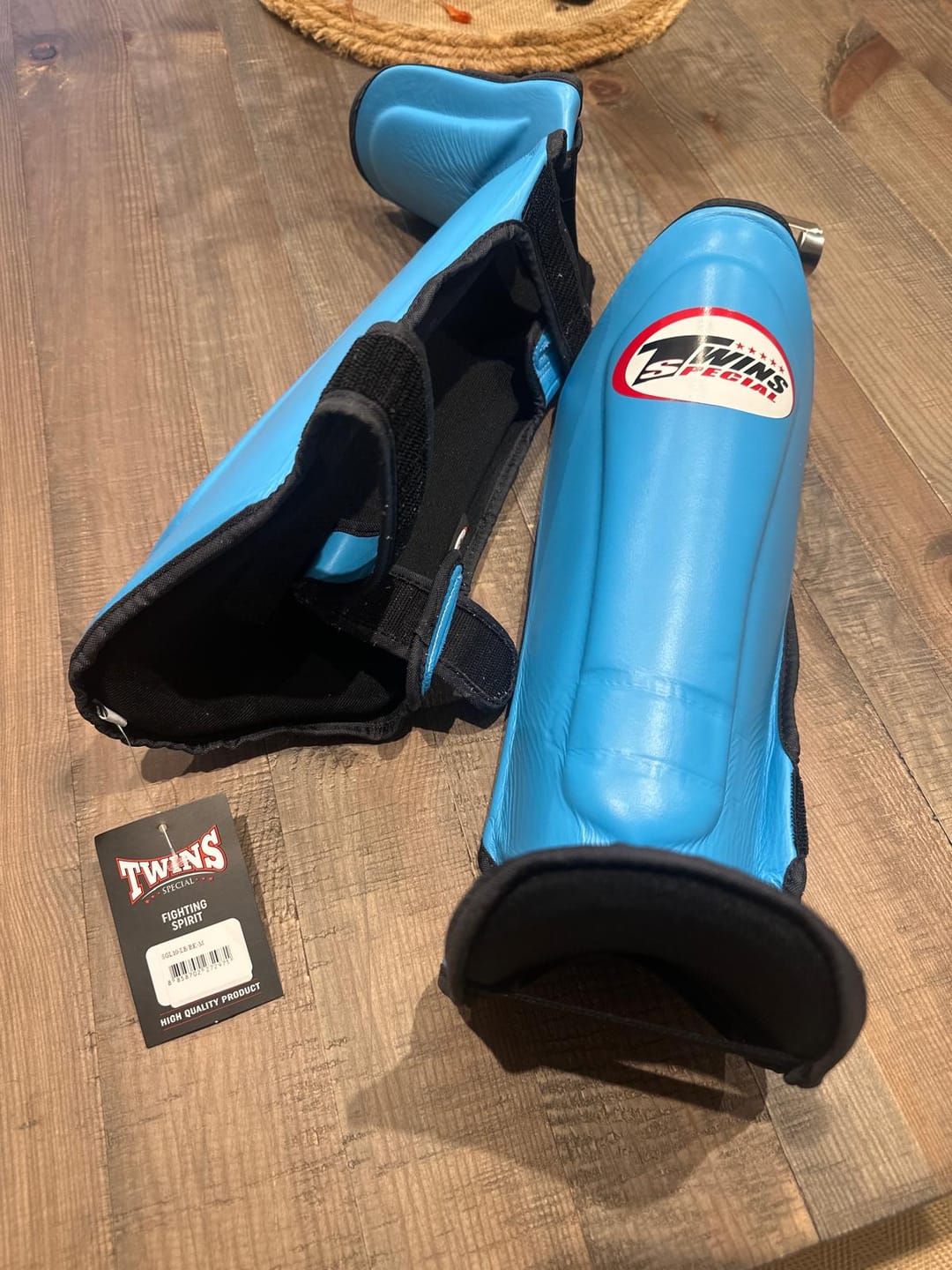 Customer photo review of Twins SGL10 Light Blue Double Padded Leather Shin Guards
