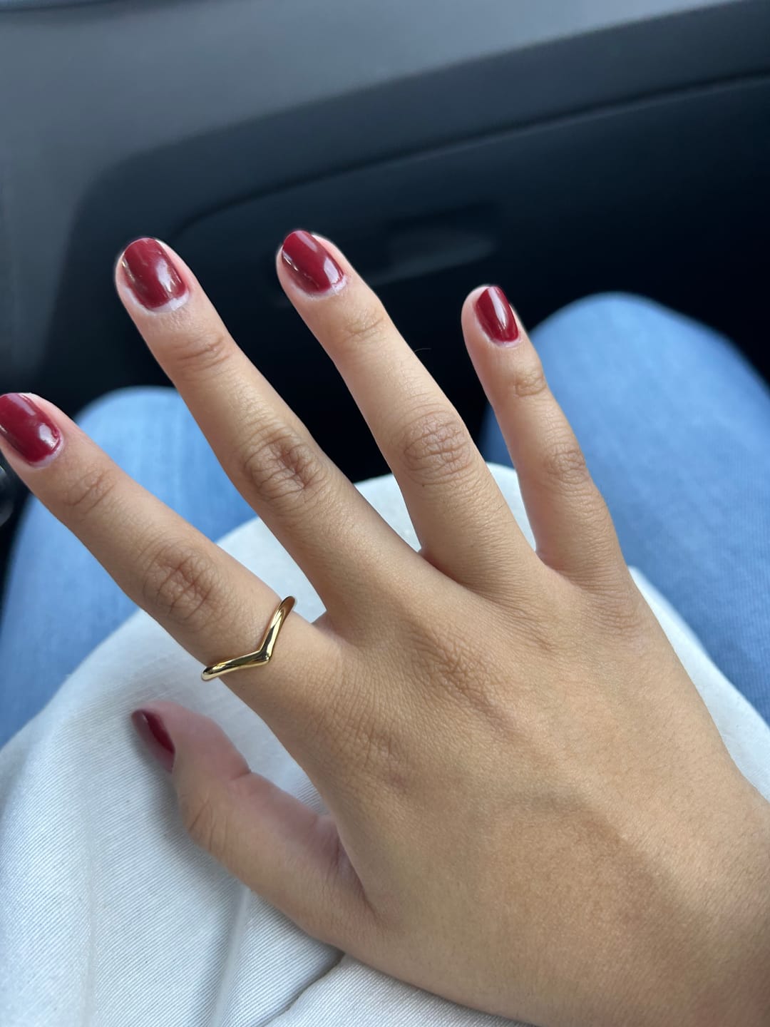 Customer photo review of NUEVO anillo delgado forma V acero