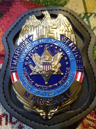 Customer photo review of US Marshal Service Eagle Badge Solid Copper Replica Movie Props