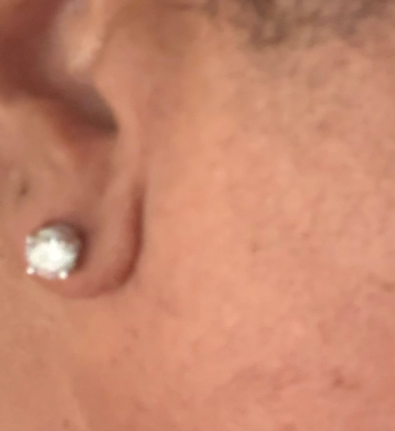Customer photo review of Round Solitaire Stud Earrings - Moissanites