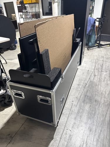 Customer photo review of Odyssey FZ2FSM75W Dual 75″ Flat Screen Monitor Case with Casters
