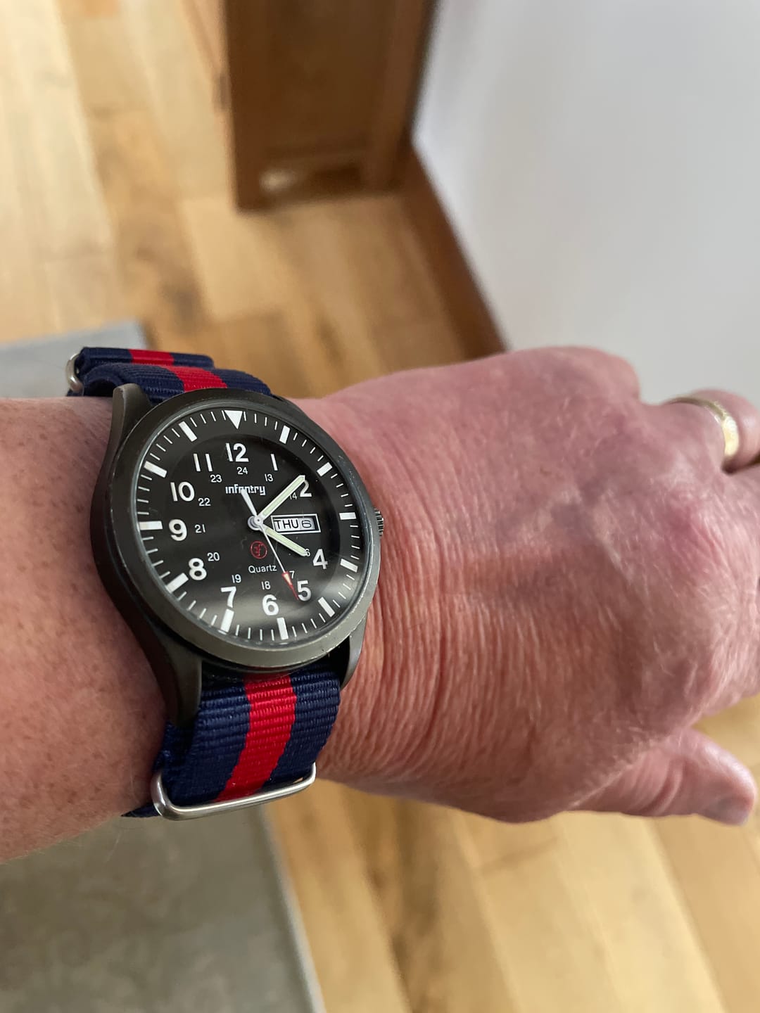 Customer photo review of Classic Military Style Strap - Blue & Red Guards Regiment and Household Cavalry Colours