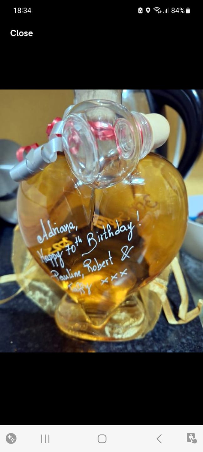 Customer photo review of Heart Decanter with FRUITY LIQUEURS