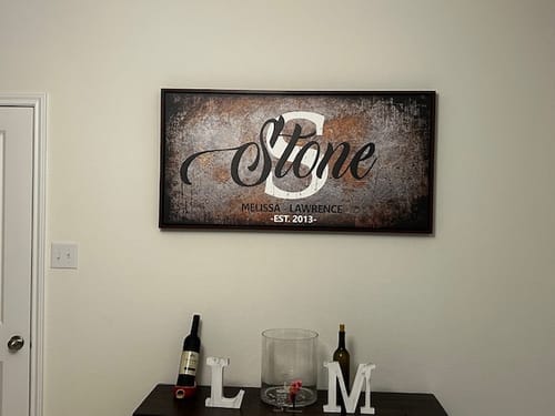 Customer photo review of Family Last Name Sign