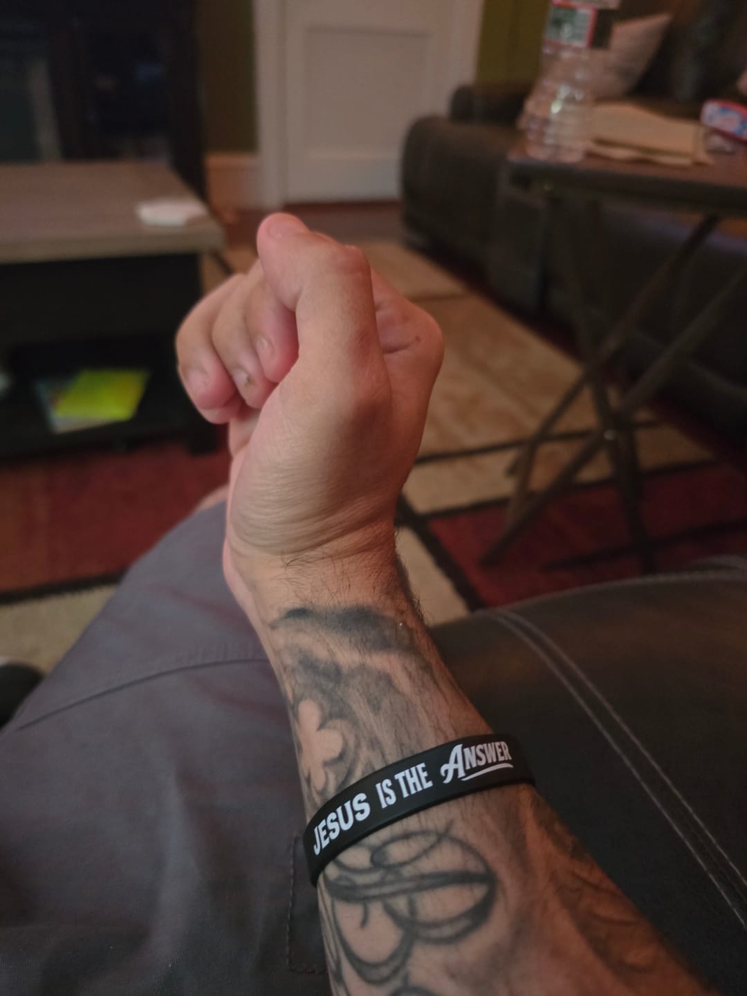 Customer photo review of Jesus Is The Answer Wristband