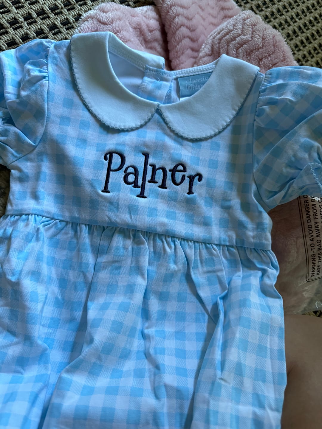 Customer photo review of Milly Stripe Ruffle Dress Light Blue